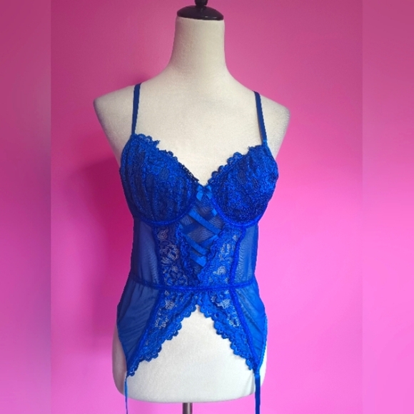 Royal Blue Sexy Lace Corset Bodice (Size XL) - Picture 2 of 9